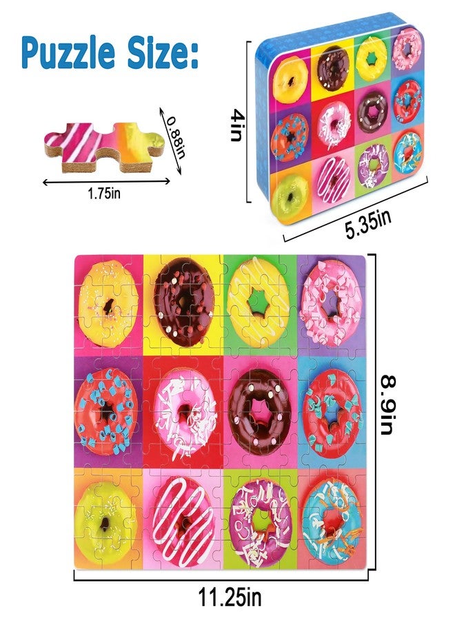 LELEMON Puzzles for Kids Ages 4-8,Donut Puzzle 100 Piece Puzzles for Kids Ages 4-6 in a Metal Box,Educational Jigsaw Puzzles 100 Piece Puzzle Games Toys for Girls and Boys - Image 2